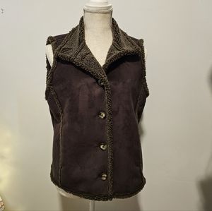 L.L. Bean Women's Vintage Faux Brown Suede Vest (M Petite)
